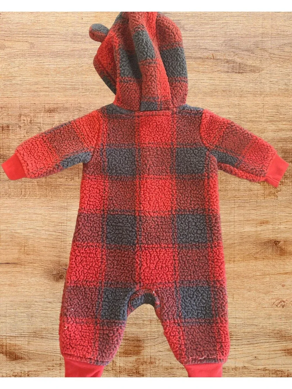 Carter's Buffalo Plaid Sherpa Hooded Jumper 3 Months Red Black